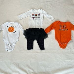 Bundle of my “first Halloween outfits”. Two long sleeve onesies and one outfit.